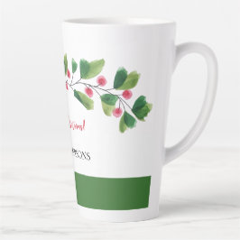 Rode en groene Waterverf Berry Branch gepersonalis Latte Mok