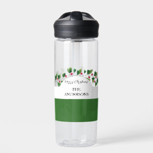 Rode en groene Waterverf Berry Branch gepersonalis Waterfles