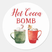 Rode en Groene Waterverf Hete Cacaobom Ronde Sticker (Voorkant)