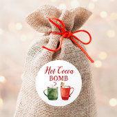 Rode en Groene Waterverf Hete Cacaobom Ronde Sticker