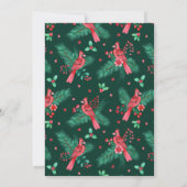 Rode en groene Waterverf Kardinaal Bird Christmas Kaart (Achterkant)