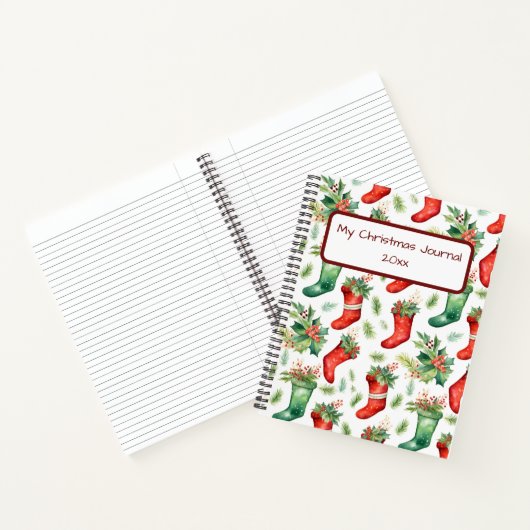  rode en groene Waterverf kousen Notitieboek (Binnen)
