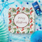 Rode en groene Waterverf kousen Papieren Bordje (Feest)