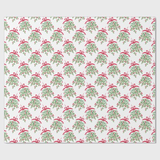 Rode en groene Waterverf Mistletoe Pattern Cadeaupapier (Vlak)
