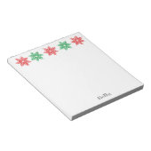 Rode en groene Waterverf Snowflakes Notitieblok (Schuin)