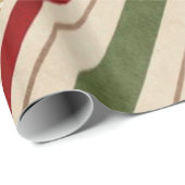 Rode en groene Waterverf Stripes Gold Glitter Cadeaupapier (Rol Hoek)