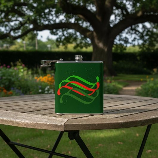 Rode en groene wervelingen Fles Heupfles