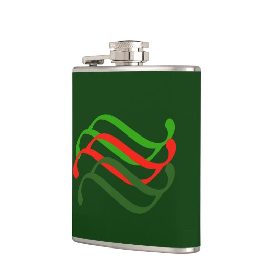 Rode en groene wervelkolven Kolf Heupfles (Links)