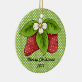 Rode en groene winter Kerstmis Strawberry Design Keramisch Ornament (Rechts)