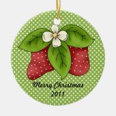 Rode en groene winter Kerstmis Strawberry Design Keramisch Ornament (Voorkant)