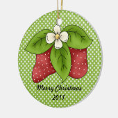 Rode en groene winter Kerstmis Strawberry Design Keramisch Ornament (Links)