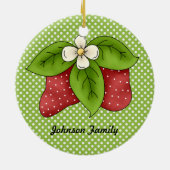 Rode en groene winter Kerstmis Strawberry Design Keramisch Ornament (Achterkant)