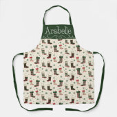 Rode en groene winterlaarzen schort (Voorkant)