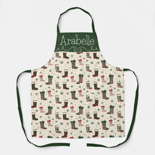 Rode en groene winterlaarzen schort (Voorkant)