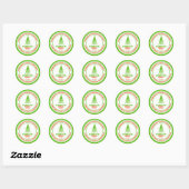 Rode en groene witte kerstboom ronde sticker (Vel)