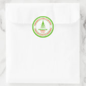Rode en groene witte kerstboom ronde sticker (Tas)