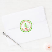 Rode en groene witte kerstboom ronde sticker (Envelop)