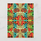 Rode en groene witte roomkleurige harten briefkaart (Voorkant)