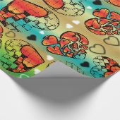 Rode en groene witte roomkleurige harten cadeaupapier (Hoek)