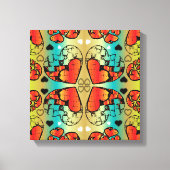 Rode en groene witte roomkleurige harten canvas afdruk (Voorkant)