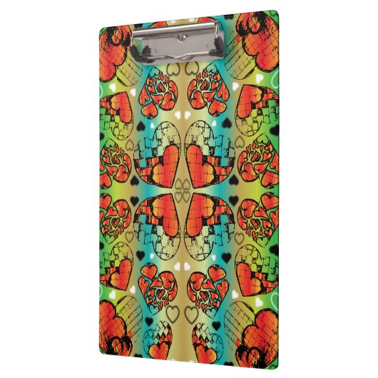 Rode en groene witte roomkleurige harten klembord (Links)