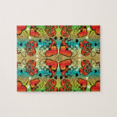 Rode en groene witte roomkleurige harten legpuzzel (Horizontaal)