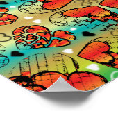 Rode en groene witte roomkleurige harten poster (Hoek)