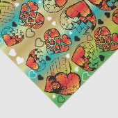 Rode en groene witte roomkleurige harten tissuepapier (Detail)