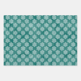 RODE EN GROENEN MET WITTE HOLIDAY SNOWFLAKS INPAKPAPIER VEL