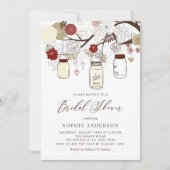 Rode en Ivoren Mason Jars Vrijgezellenfeest Kaart (Voorkant)
