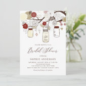 Rode en Ivoren Mason Jars Vrijgezellenfeest Kaart (Staand voorkant)