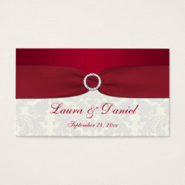 Rode en ivory Damask Wedding Favor Tag Visitekaartje