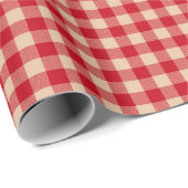 Rode en Kraft Country Gingham Kerstmis Cadeaupapier (Rol Hoek)