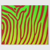 Rode en Limoen Zebra Strepen Dierenprint Cadeaupapier (Vlak)