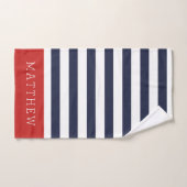 Rode en marine gestreepte monogram bad handdoek (Handdoek)