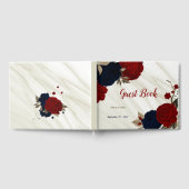 rode en marinebloemen grijze botanische marmer gastenboek (Volledig)