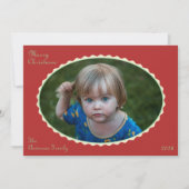 Rode en Mint groene foto geschulpte kerstfoto Feestdagenkaart (Voorkant)