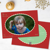 Rode en Mintgroene Foto Schulp Kerstdocument Feestdagenkaart