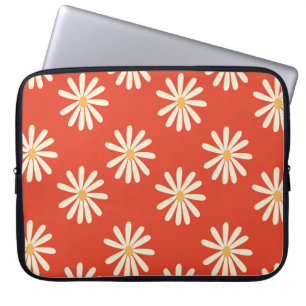 rode en mosterdspleet van 1970 met  retro florale  laptop sleeve