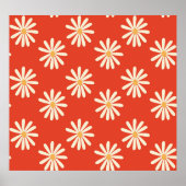 rode en mosterdspleet van 1970 met retro florale poster (Voorkant)