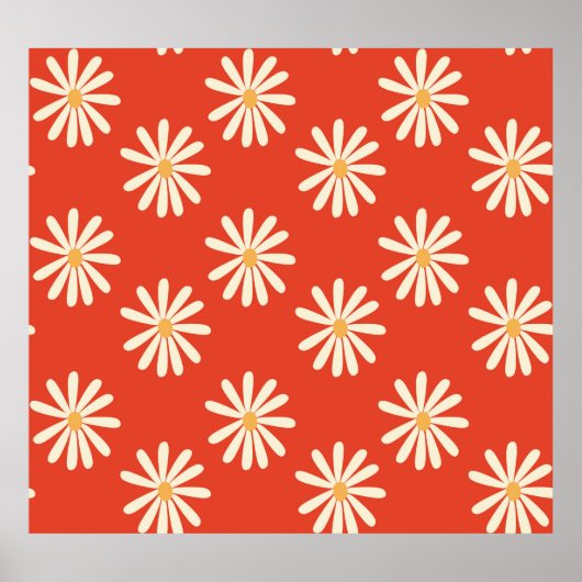 rode en mosterdspleet van 1970 met  retro florale  poster (Voorkant)