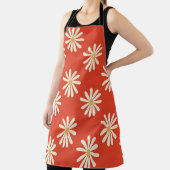 rode en mosterdspleet van 1970 met  retro florale  schort (Insitu)