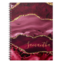 Rode en namaak gouden glinsterende marmeren agaat notitieboek