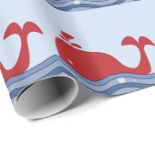 Rode en Navy blauwe vinvis Cadeaupapier (Rol Hoek)