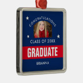 Rode en Navy Blue Afstuderen - Persoonlijke foto Metalen Ornament (Rechts)