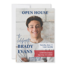 Rode en Navy foto afstuderen partij uitnodiging