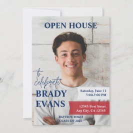 Rode en Navy foto afstuderen partij uitnodiging