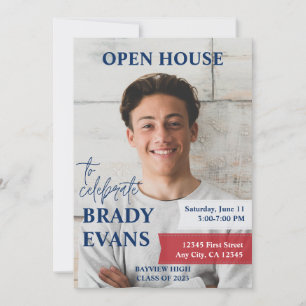 Rode en Navy foto afstuderen partij uitnodiging