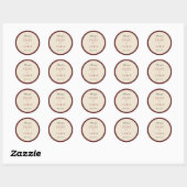 Rode en neutrale formele bruiloft ronde sticker (Vel)