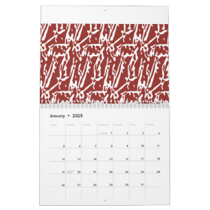 Rode en oranje abstracte vormen mengen en overlapp kalender